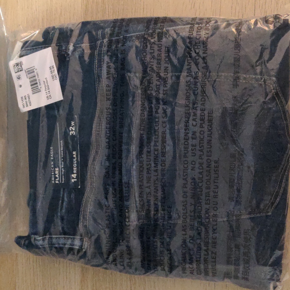 NEW AEO Luxe Super High Rise Flare Jeans Sz 14 33" Inseam New American Eagle - Picture 5 of 7